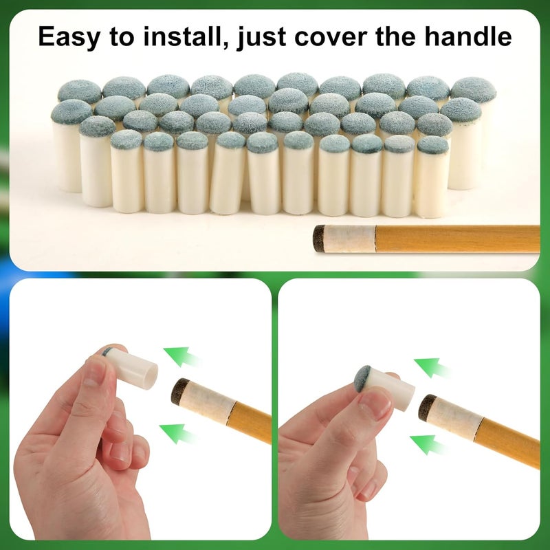 XIHIRCD 40pcs Slip On Pool Cue Tips, 4 Sizes Pool Stick Tips No Glue or Tool Required Billiard Cue Tips Replacement 9mm, 10mm, 12mm, 13mm Billiard Stick Tips for Snooker and Pool Cues - Image 4